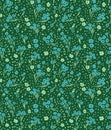 Seamless small spring floral pattern with light blue and green background ready for textile prints.