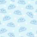 Seamless smiling sleeping clouds vector illustration