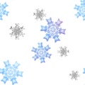 Seamless snowflakes pattern on white bakground