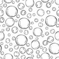 Seamless soap bubbles pattern. Vector hand drawn background Royalty Free Stock Photo