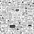 Seamless social life icons pattern on white background Royalty Free Stock Photo