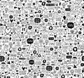 Seamless social life icons pattern on white background Royalty Free Stock Photo