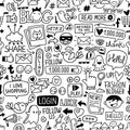 Seamless social life icons pattern on white background