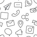 Seamless sosial life icons pattern on white background