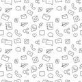 Seamless sosial life icons pattern on white background