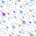 Seamless space background with comets, meteorite rain, cosmos fa