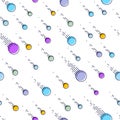 Seamless space background with comets, meteorite rain, cosmos fantastic textile fabric for children, endless tiling pattern,
