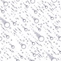 Seamless space background with comets, meteorite rain, cosmos fantastic textile fabric for children, endless tiling pattern,