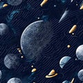 Seamless space pattern with planets and stars Royalty Free Stock Photo