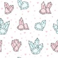 Seamless sparkly pattern with abstract blue and pink diamonds. Print for textile, wallpaper, covers, surface. For fashion fabric.
