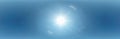 Seamless spherical blue sky panorama with sun, few clouds. Equirectangular projection, zenith for 3D visualization, sky Royalty Free Stock Photo