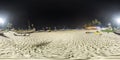 seamless spherical hdr 360 night panorama near fishing boats on the ocean in india in equirectangular projection, for VR AR Royalty Free Stock Photo