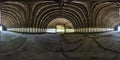 Seamless spherical hdri panorama 360 degrees angle view inside of empty old aircraft hangar in equirectangular projection with Royalty Free Stock Photo