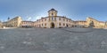 seamless spherical hdri 360 panorama overlooking restoration of the historic castle or palace with columns and gate in