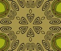 Seamless spiral pattern gold olive green black