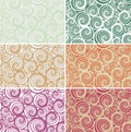 Seamless spiral vector pattern in light various colors Royalty Free Stock Photo