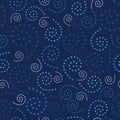 Seamless Spirals Dots Blue Background Abstract Pattern 1