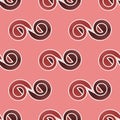 Seamless spirals pattern pastel red brown white