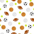 Seamless sports balls, pattern. Royalty Free Stock Photo