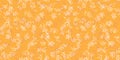Seamless spotted pattern on a yellow background. Vector hand drawn sketch. Plain ornament with abstract shape random dots, spots,