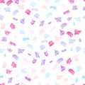 Seamless spring autumn pattern with colorful violet, blue, pink hydrangea flower on white background. Royalty Free Stock Photo