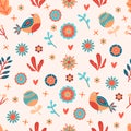 Seamless Spring Floral Pattern. Pastel Colors. Vector floral pattern in doodle style Royalty Free Stock Photo