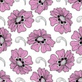 Seamless spring geometric pattern with stylized pink flowers Royalty Free Stock Photo