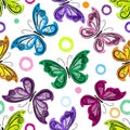 Seamless spring pattern with bright colorful butterflies Royalty Free Stock Photo