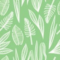 Seamless spring pattern with exotic tropical leaves and plants
