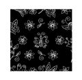 Seamless spring white floral pattern with butterflies and flowers Royalty Free Stock Photo