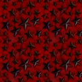 Seamless square background from black random grunge stars on a red background. Festive, military background. Military