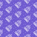 Seamless pattern, banner. Decorative white abstract flowers on a purple background, ornament Royalty Free Stock Photo