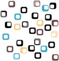 Seamless square pattern in black, orange, brown and blue Royalty Free Stock Photo