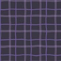 Seamless of square pattern, check pattern black and purple. Simple hand drawn wonky checkered.