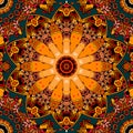 Seamless square pattern in style of North American Indians. Stylized pumpkin