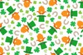 Seamless St. Patrick`s Day pattern with leprechaun and funny illustrations