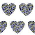 Seamless st. Valentines simple pattern with coloured print hearts on white background for wallpaper