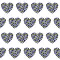 Seamless st. Valentines simple pattern with coloured print hearts on white background for wallpaper