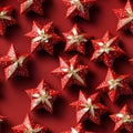 Seamless star pattern on a red background. christmas print for wrapping paper Royalty Free Stock Photo