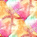 Seamless starfish, red light watercolor artist wallpaper modern