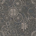 A Seamless Steampunk Background Pattern with Gears, Cogs, and Clockwork, vector design Generative AI Royalty Free Stock Photo
