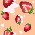 Seamless strawberry pattern on pastel background