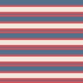 Seamless stripe vintage pattern with colored horizontal parallel stripes red, blue and cream background.