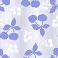 Seamless striped floral blue background