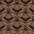 Seamless striped floral geometric pattern.Trendy print with colo