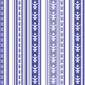 Seamless striped pattern with abstract motif in blue and white Royalty Free Stock Photo