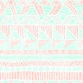 Seamless striped pattern. Ethnic and tribal motifs. Vintage print, grunge texture.Simple ornament. Handmade. White, pink and blue