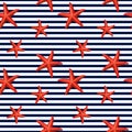 Seamless striped pattern with starfish Royalty Free Stock Photo