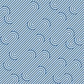 Abstract seamless striped pattern with randomly arranged curls