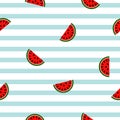 Seamless striped watermelon geometric pattern, vector illustration